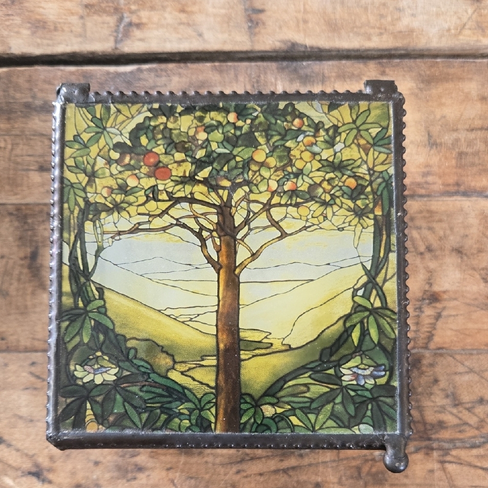 Tiffany Style Stained Glass Tree Of Life Trinket Box
